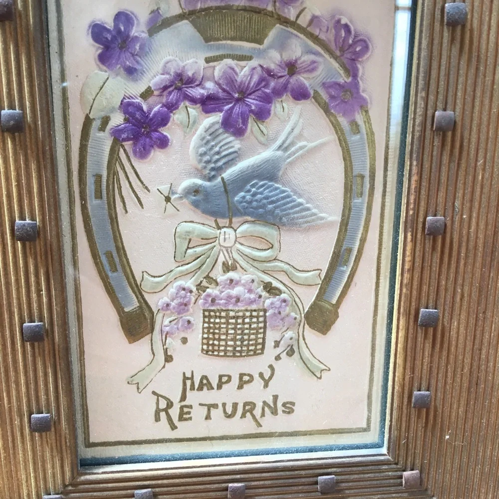 Vintage Postcard in Horseshoe Frame